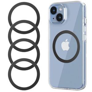 lot 36423 image: for MagSafe Sticker,4 PCS, Ultra-Thin(0.4mm) Metal Ring for KindlePop Socket Magnetic Wallet Grip Wireless Charger Case Car Mount, Compatible with iPhone 17Air161514,Galaxy S24S23 (Black 4 PCS) - Retail $4