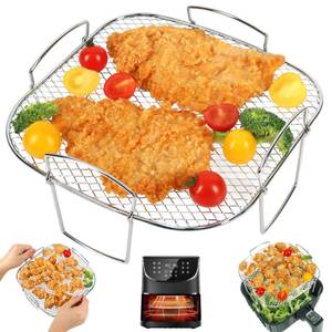 lot 36426 image: 8 Inch Square Air Fryer Rack, Stainless Steel Dehydrator Rack, Square Air Fryer Accessories for Cosori, Instant Vortex, Gourmia, Ninja Foodi Grill and More - Retail $15