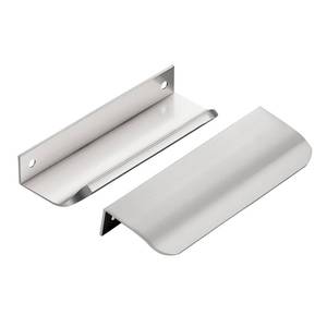 lot 36430 image: Hardware 10 Pack Silver Cabinet Handles, 4.75 Inch (120mm) Finger Edge Pulls, 3.75 Inch Hole Center, Finger Pulls for Cabinets - Retail $64