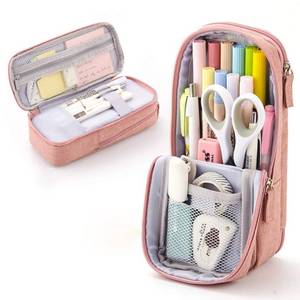 lot 36433 image: Standing Pencil Case 2 Compartments Pencil Pouch Magnetic Mobile Phone Holder Bracket Pen Bag Large Capacity Phone Pouch College Stationery Organizer Storage for Kids Boys Girls - Retail $15