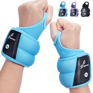 lot 36440 image: Wrist Weights with Thumb Loops Lock for Men Women, 2 LBS 4 LBS Pair Arm Hand Weights for Running Walking Jogging Physical Therapy Gym Strength Training Cardio Exercise, Increase Wrist & Hand Resistance (Blue, 1 LB x 2) - Retail $17