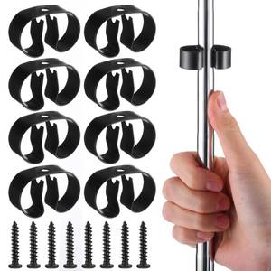 lot 36474 image: 7 Pcs Black Spring Clip Wall Mounted Gripper Clip with Screws Holds 38-58 Inch Diameter Tool Holder for Wall, Truck, Garden, Gripper Clips - Retail $14