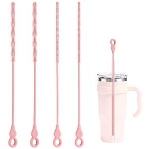 lot 36475 image: Silicone Straw Cleaner Brush, 2 Piece Reusable Straw Brush Set with Extra-Long Design for Cleaning Thin Metal Straws and Wider Milkshake Straws 6mm9mm  - Retail $6