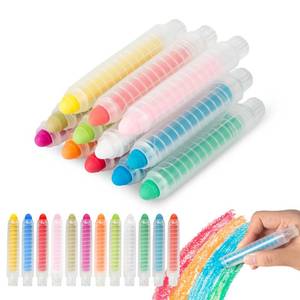 lot 36490 image: Dustless Chalk for Kids, Non-toxic 12 Colored Sidewalk Chalk with Holder for Kids, Washable Toddlers Chalks for Blackboard Drawing Writing - Retail $14