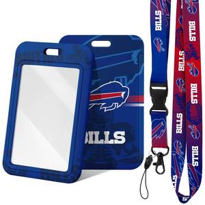 lot 36499 image: Badge Holder with Lanyard for Football Fans, Hard Plastic Key Card Work Badge Sleeves, School, Factory, ID Credit Cards, Proximity Key Cards, Driver Licenses and Passes - Retail $14