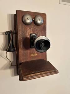 lot 4301 image: Early 20th Century Wall Mount Telephone with Double Bells