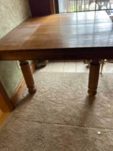 lot 4308 image: Wooden Dining Table with Turned Legs 41x41x28