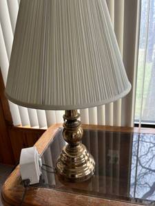 lot 4339 image: Brass Table Lamp with Pleated Shade