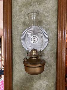 lot 4353 image: Traditional Oil Lamp with Glass Chimney and Reflector