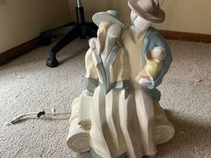 lot 4359 image: Decorative Ceramic Figurine of Two Seated Figures with Hats