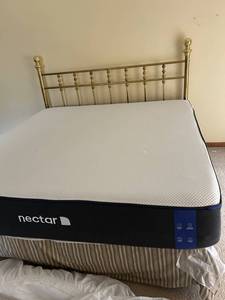 King brass bed with like new king Nectar Memory Foam Mattress