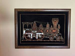 Framed Steam Locomotive String Art Wall Decor