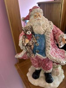 lot 4379 image: Ceramic Santa Claus Figurine with Teddy Bear