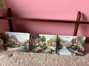 lot 4381 image: Thomas Kinkade Cottage Landscape Canvas Prints Set