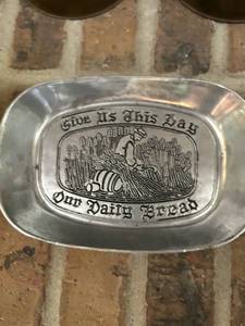 lot 4391 image: Give Us This Day Our Daily Bread Pewter Serving Tray