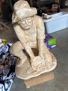 lot 4422 image: Hand Carved Wood Prospector Miner Figurine Sculpture