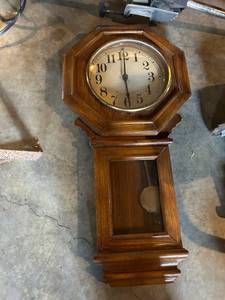 lot 4423 image: Octagonal Wood Pendulum Wall Clock
