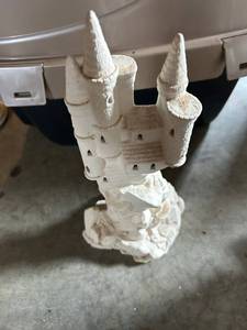 lot 4432 image: Decorative White Resin Castle Figurine with Twin Towers