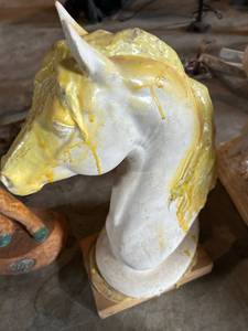lot 4443 image: Fiberglass Unicorn Bust Sculpture with Horn