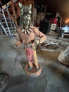 lot 4444 image: Native American Wolf Warrior Statue