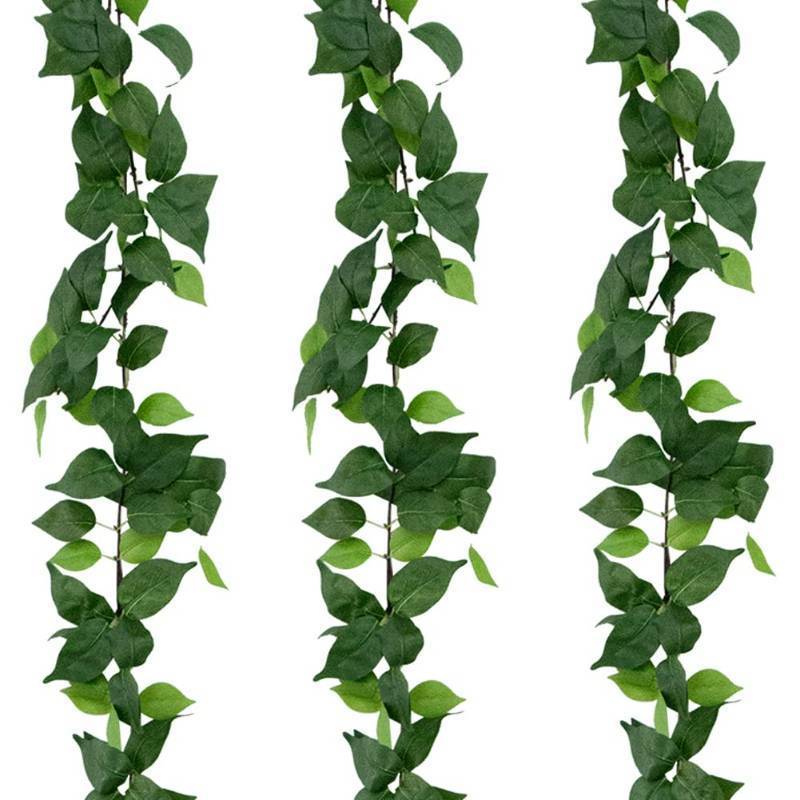 lot 58554 image: dallisten 3 Strands Artificial Vines Kit, 71 Silk Eucalyptus Ivy Garland Green Leaves Natural Odorless, Fake Greenery Hanging Plants Decoration for Home, Bedroom, Wall, Party, Wedding Decor - Retail $26
