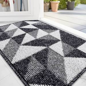 lot 44973 image: OLANLY Door Mat Indoor Entrance Washable 32x20, Odor-Free Low-Profile Front Back Geometric Doormat, Absorbent Resist Dirt Entry Carpet, Easy to Clean Sturdy Inside Floor Mats for Entryway, Black - Retail $10