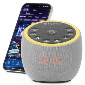 Santebee White Noise Sound Machine for Sleeping, 388 Soothing Sounds, Cocoon Pro 2 Smart APP Control, Custom Buttons Bedside Dimmable Alarm Clock Night Light, for Adults Baby Kids Lullaby - Retail: $40