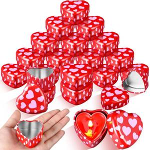 lot 50849 image: MorningRo 24 Pcs Valentine Heart Candle Tins with Lids Empty Heart Shaped Candle Jars 2 oz Containers Box for DIY Making Candles Valentine Gifts (Red) - Retail $16