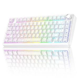 lot 50850 image: AULA F75 Pro Wireless Mechanical Keyboard with Knob,75% Hot Swappable Custom Gaming Keyboards,RGB Backlit,Pre-lubed Switches,Side Printed PBT Keycaps Creamy Sounding Computer Keyboard, Line White - Retail $66