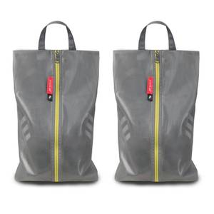 lot 50855 image: pack all Plus-Sized Shoe Bag for Travel, Water-Resistant Shoe Pouch for Gym, Odor-Resistant Soccer Cleats Bag for Sport (Grey, 2-Pack) - Retail $28