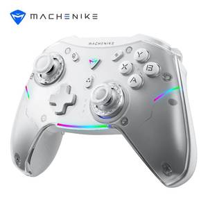 lot 50884 image: Machenike G5Pro Wireless Gaming Controller for Windows PC,Switch,IOS,Android,PC Controller Hall Effect JoystickTriggersGyroscope,RGB Lights,Frost White - Retail $40