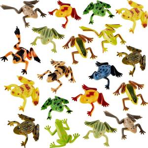 lot 58877 image: 12 Pieces Plastic Frogs Toy Mini Vinyl Realistic Frog Decorations Fun Rain Forest Character Figures Lifelike Toy for Rana Crafting Party Supplies Home Decor Game - Retail $10