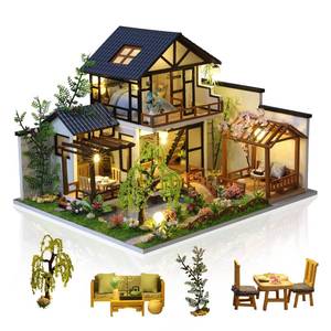 lot 58900 image: GuDoQi DIY Miniature Dollhouse Kit, Tiny House kit with Music, Miniature House Kit 124 Scale, Great Handmade Craft Gift for Birthday Christmas Day, Traditional Courtyard House - Retail $43