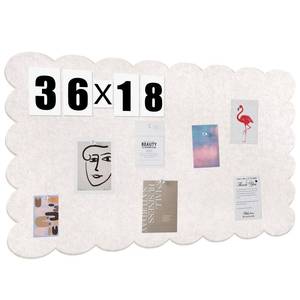lot 58903 image: Mooliwe Scalloped Felt Bulletin Board 36 x 18 Inches Foldable Beige Pin Cork Board Alternative for Wall, 3 x 1.5 Trifold Picture Vision Self Adhesive Bulletin Decorative - Retail $30
