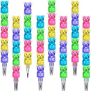 lot 58907 image: Boao 30 Pcs Stackable Pencils Plastic Bear Pencils 5 in 1 Stacking Colored for Birthday Bear Party Equipment - Retail $15