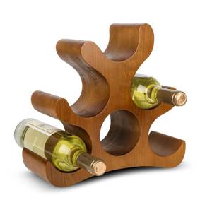 lot 58923 image: TRUDING Countertop Wine Rack - 6 Bottle Wooden Wine Rack - Freestanding Wine Bottle Holder Stand - Wine Storage Rack for Cabinet Pantry Bar Kitchen (Brown) - Retail $45