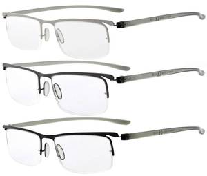 lot 58933 image: Eyekepper 2 Pairs Half-rim Reading Glasses for Men Metal Readers 1.25 - Retail $16