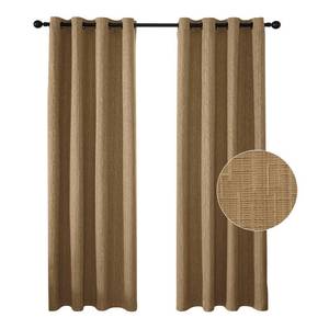 lot 62544 image: JSFLY Jacquard Linen Curtains 72 inch Length 2 Panels Thick Faux Linen Blended Window Drapes Burlap Textured Curtains with Grommet for Living Room Bedroom Farmhouse (52x72 Light Coffee) Natural - Retail $46