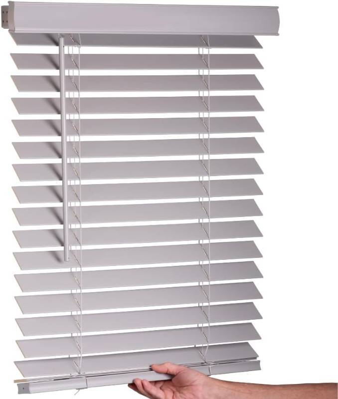 lot 171206 image: Lotus & Windoware Cordless, 2 Inch Faux Wood Blind, Window Blinds, Blinds & Shades, Blinds for Indoor Windows, Smooth, 36 x 64, Light Gray