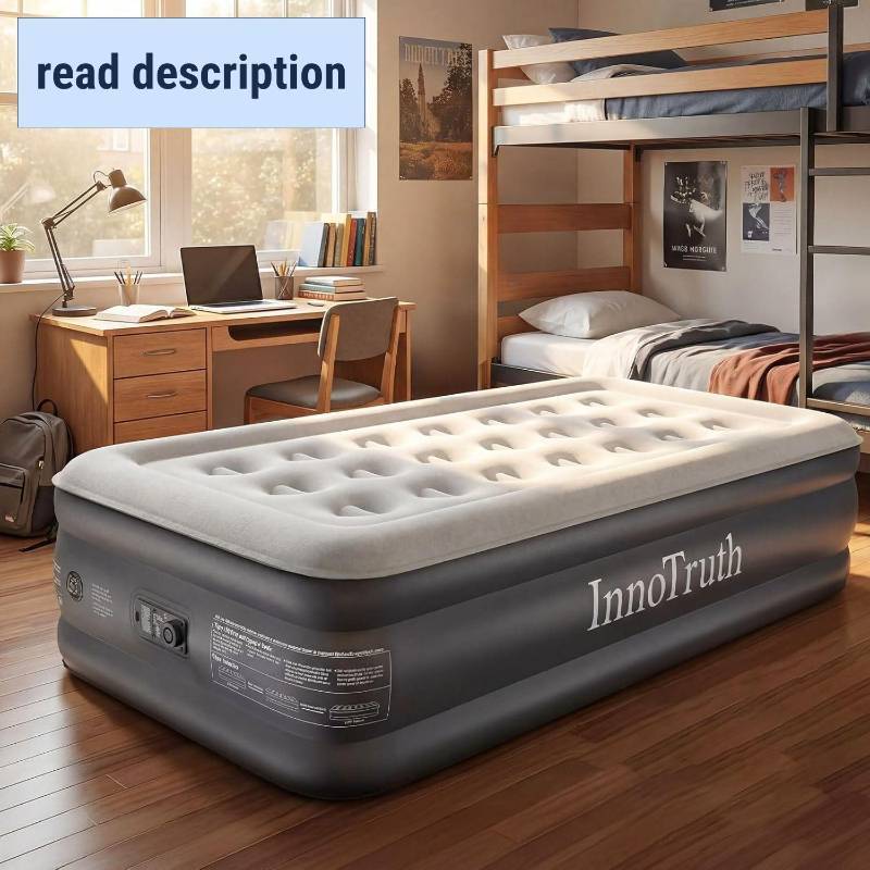 lot 171236 image: InnoTruth Twin Air Mattress with Built in Pump, Famiy Choice Award Winner, Inflatable Blow up Mattress, 18 Raised Colchones Inflables Air Bed, Ideal for Home and Outdoor, 300lb Weight Capacity