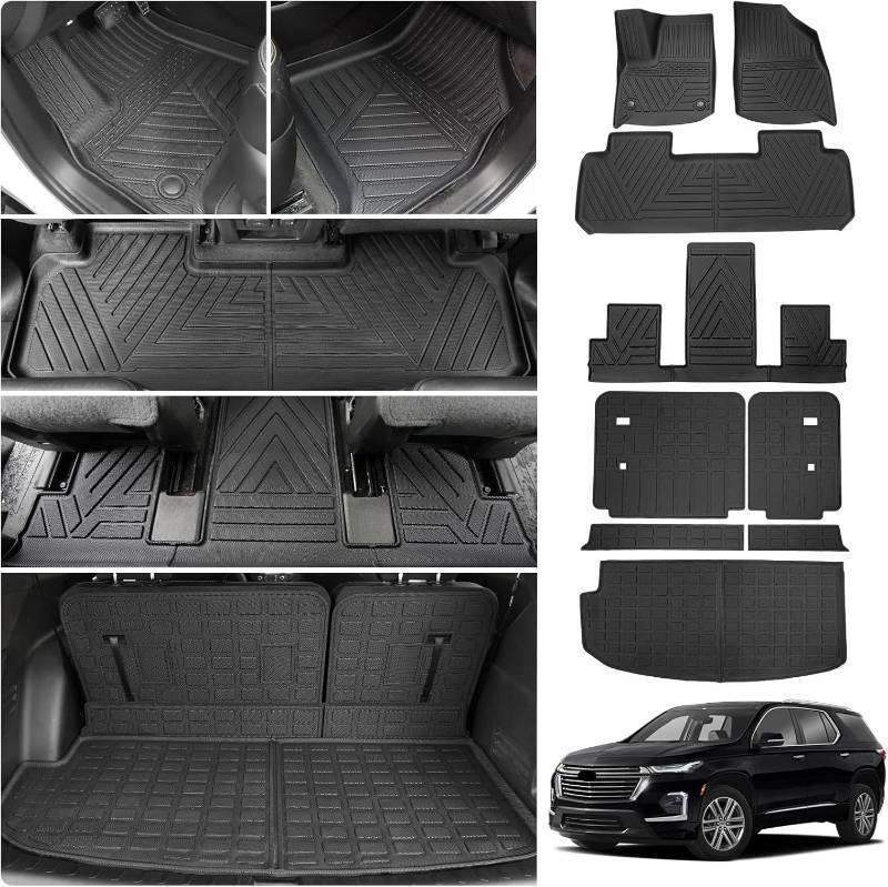 lot 271246 image: Retails for $150 Floor Mats Compatible with 2018-2023 (Fit 2024 Traverse Limited) Chevrolet Traverse Cargo Liner Mat Back Seat Cover 7 Seat 2023 Chevy Traverse Accessories (Trunk MatBackrest MatsFloor Mats)