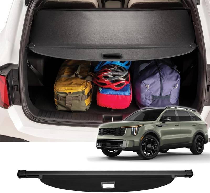 lot 371202 image: Vesul Cargo Cover Compatible with Kia SorentoHybridPlug-in Hybrid 2021-2025 Retractable Security Shade Shield Tonneau Cover Luggage Privacy Screen Black