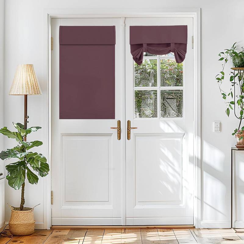 lot 471324 image: Vatge French Curtains for Girls Room- Sidelight Window Coverings for Front Door and Kitchen Door Curtains Thermal Insulated Drapes for Glass Doors, 1 Panel, W26 x L40, Nostalgia Rose