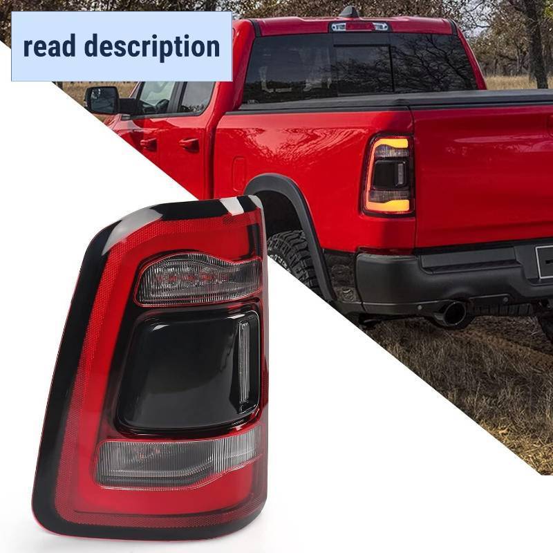 lot 361389 image: FIONE For Dodge Ram 1500 Tail Light Assembly Without Blind Spot 2019-2022 LED Type & Red Lens Chrome Interior Left Driver Side Rear Light 55112993AD 55112993AB 55112993AC CH2800216