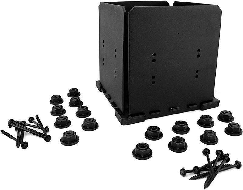 lot 361393 image: Retails for $180 Ozco Ironwood 10x10 Post Base Kit, Includes 1 Post Base Plate, 4 Decorative Plates, 16 Hex Cap Nuts, Galvanized Steel for Pergolas  321069