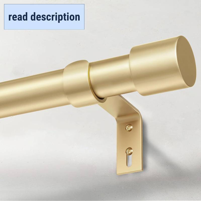 lot 461203 image: IFELS Heavy Duty Curtain Rods for Windows 66 to 120 Inch, 1 Inch Gold Curtain Rod Adjustable, Decorative Long Curtains Rods with Metal Finials, Easy Installation and Modern Design (A2,Gold,30-120)