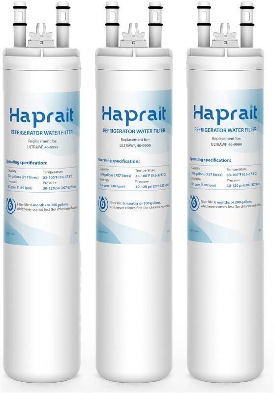 lot 461204 image: Haprait HP005 Replacement for Frigidaire ULTRAWF, Pure Source Ultra, Kenmore 9999, 469999, 46-9999, A0094E28261 Water and Ice, Height 11 inches, 3 Count