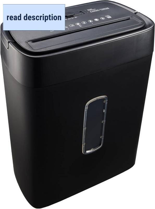 lot 461208 image: Amazon Basics Cross Cut Paper and Credit Card Shredder, 12 Sheet (New Model), Black