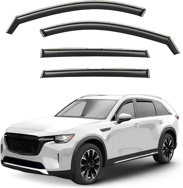 lot 151967 image: Window Deflectors Smoke Tinted in-Channel Side Window Vent Visor Deflectors Rain Guards Compatible with Mazda CX-90 2024-2026 - 4 pcs. GW0844