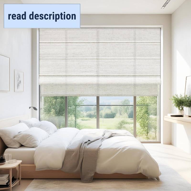 lot 151992 image: JINHENRUN Cordless Roman Shades, Light Filtering Window Blinds, 35 x 64 inches, Semi-Sheer Polyester, Manual Operation (AS55-12, 35 L x 64 H)